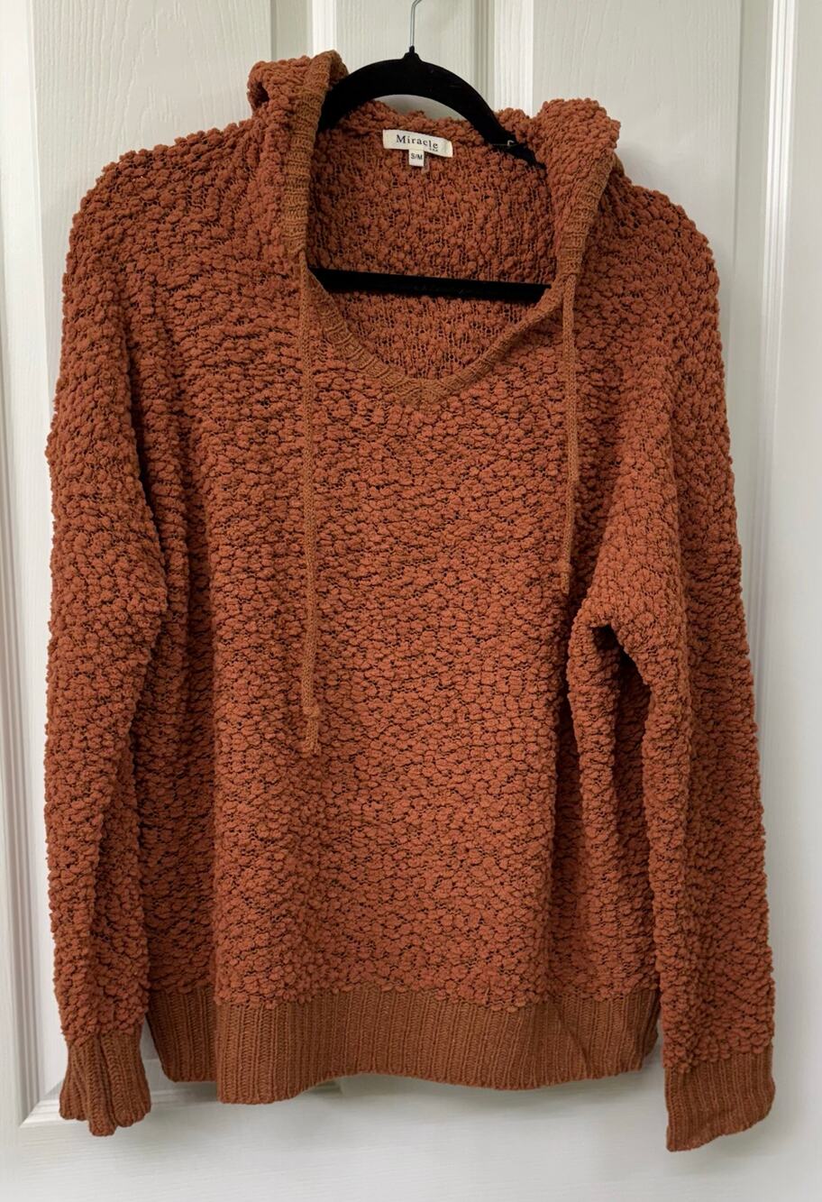 Miracle brand popcorn oversized small medium hoodie sweater rust copper soft